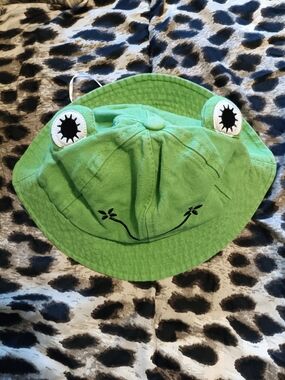 Free With A Bundle Kids Green Frog Bucket Hat with Playful Eye Details